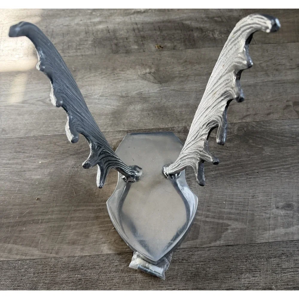 Moose Antlers Cast Aluminum Wall Mount Metal Plaque Decor Cabin